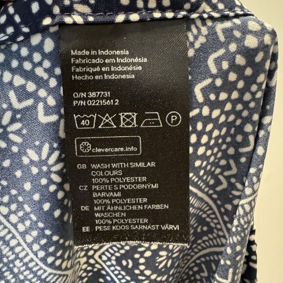 H&M Pull On Pants Wide-Leg Flowy High Rise Navy Boho Printed Comfy Women sz 6 - Picture 4 of 8